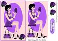 Trendy Lady in Purple with Her Makeup and Roses
