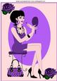 Trendy Lady in Purple with Her Makeup and Roses A4