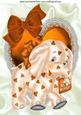 Orange Ele on Frilly Heart and Bow A4