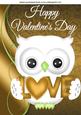 Cute Love Owl in Gold, with Heart A4