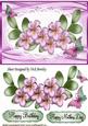 Pretty Pink Flowers and Butterflies on Lace