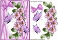 Pink Flowers and Butterflies on Lace with Bow