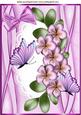Pink Flowers and Butterflies on Lace with Bow A4