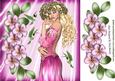 Pretty Vintage Flower Girl with Humming Bird 8x8