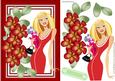 Classy Lady in Red with Her Pooch with Pretty Flowers