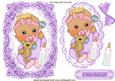 Baby Girl with Her Bottle on Card, Lace & Topper
