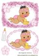 Crawling Baby Girl with Her Bottle, Card, Lace Topper