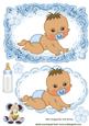 Crawling Baby Boy with His Bottle, Card, Lace Topper
