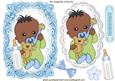 Ethnic Baby Boy with His Bottle on Card, Lace Topper