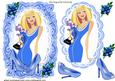Pretty in Blue with Her Sparkle Shoes,on Lace with Topper