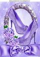 Purple Sparkle Shoes in Rose Frame with Bow A4