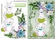 Easter Bunnies Playing with Spring Flowers and Butterfly