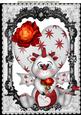 Cute Valentine Dragon with Roses in Black Lace Frame A4