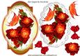 Red and Gold Roses on Lace with Butterfly