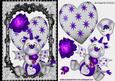 Cute Valentine Dragon in Purple Roses in Black Lace Frame
