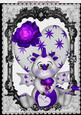 Cute Valentine Dragon in Purple Roses in Black Lace Frame A4