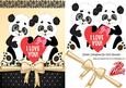 Love You Pandas, with Be Mine and Hearts & Bows