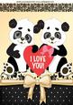 Love You Pandas, with Be Mine and Hearts & Bow A4