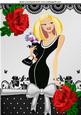 Pretty in Black, Lace and Red Roses with Bow A4