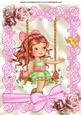 Little Girl on Her Swing with Bow and Pink Roses A4