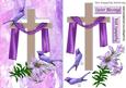 Cross with Lilac Drape, Lilac Lillies, and Pretty Birds