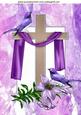 Cross with Lilac Drape, Lilac Lillies, and Pretty Birds A4
