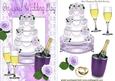 Lilac Iced Wedding Cake with Rose and Champagne