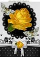Vintage Yellow Rose with Butterflies and Bow A4