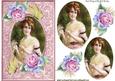 Vintage Lady with Roses and Butterflies