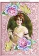 Vintage Lady with Roses and Butterflies A4