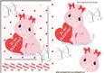 Cute Little Pink Valentine Hippo, with Bows & Heart