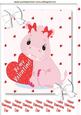 Cute Little Pink Valentine Hippo, with Bows & Heart A4