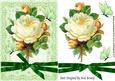 Pretty Vintage Cream Rose with Green Bow and Butterflies