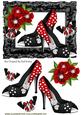Pretty Red and Black Heart Shoes with Butterflies