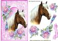 Palomino Horse with Pink Roses in Ornate Frame