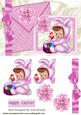 Baby Girl in Bunny Suit, with Flowers on a Card & Envelope