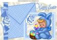 Baby Boy in Bunny Suit, with Rose Card & Envelope A4