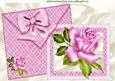 Pretty Pink Roses and Bow on Card and Envelope A4