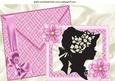 Vintage Silhoutte Lady with Bow on Card and Envelope A4