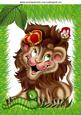 King of the Jungle Cute Lion with Friends A4
