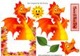 Cute Little Orange Dragon in Flower Frame Over the Edge