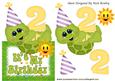 Two Today Little Birthday Turtle Over the Edge
