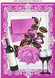 Pretty Pink Rose with Letter and Wine A4