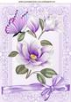 Pretty Lilac Magnolias, in Lace Frame with Butterfly A4