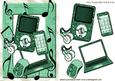 Green Laptop with Matching Mp3 Player and Mobile Phone