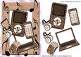 Brown Laptop with Matching Mp3 Player and Mobile Phone