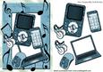 Blue Laptop with Matching Mp3 Player and Mobile Phone