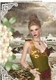 Pretty Celtic Girl by the Seashore with Cream Flowers A4