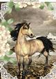 Beautiful Horse by the Edge of the Sea Shore with Flowers A4