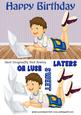 Boy Playing on His Laptop, with Words